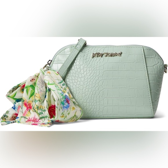 NWT Betsey Johnson Crossbody Bag with Scarf and Chain Strap - Picture 1 of 12